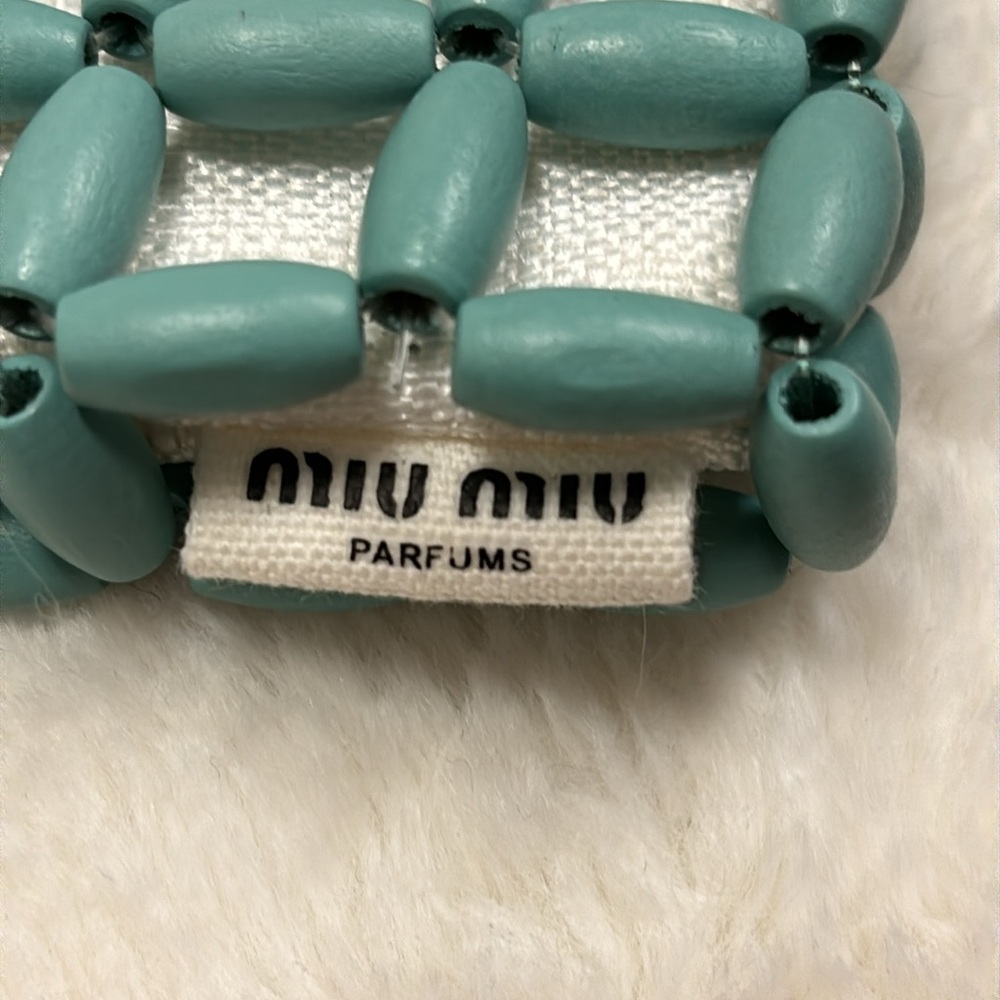 Miu Miu Cross weave Teal card case - Picture 3 of 4